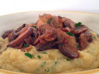 Chicken Meatball Marsala over Creamy Polenta