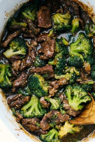 This Beef and Broccoli takes just minutes to throw in the slow cooker. My top five favorite recipes on the blog! Beef and Broccoli in the slow cooker.