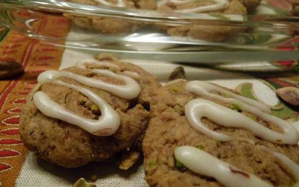 almond-pistachio-cookied-with-saffron-icing.jpg Almond Pistachio Cookied With Saffron Icing
