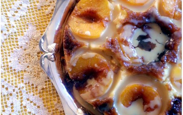 upside-down-peach-cake-with-ginger-infused-maple-cream-sauce.jpg Upside Down Peach Cake With Ginger Infused Maple Cream Sauce
