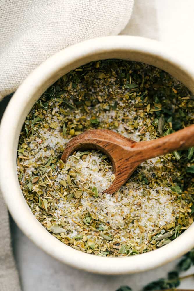 Italian Dressing Mix is super easy and way better than store bought! Full of flavor with ingredients you have right in the pantry. Italian dressing mix mixed together.