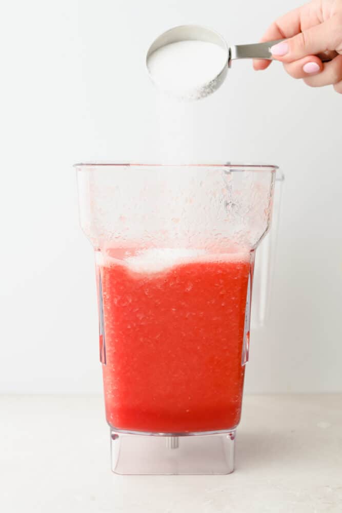 Watermelon Agua Fresca is the perfect drink to keep you cool this summer with the smooth, crisp flavor of fresh watermelon! You are going to love how crazy delicious and easy to make this is! Adding sugar to watermelon agua fresca