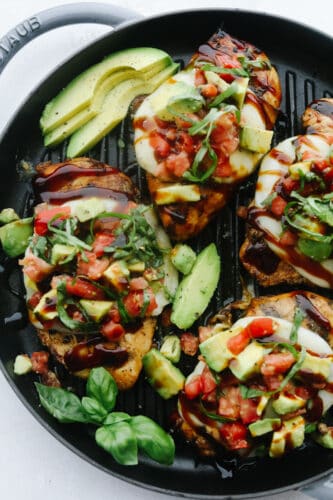 Grilled California Avocado Chicken is tender chicken marinated in an amazing honey garlic balsamic sauce and is grilled to perfection! Grilled Chicken topped with avocado.