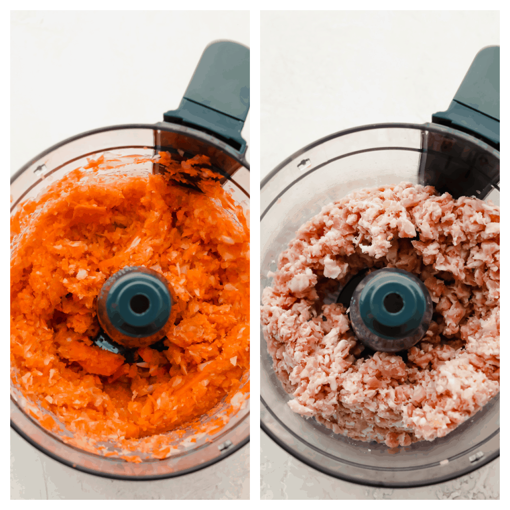 Bolognese sauce is heavenly and boy is the texture is something to write home about! With some love and patience, this sauce will turn out to be a work of art and TOTALLY worth the time you put into it!! 2 pictures of chopped up vegetables and meat.