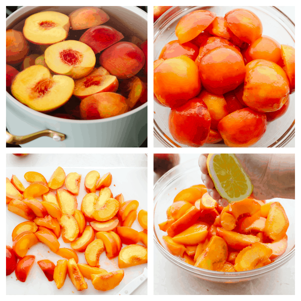 Freezing peaches is the best because they can be used in EVERYTHING! If you want to enjoy delicious peaches all year round then look no further because, with this recipe, you can have juicy, delicious peaches whenever you want! 4 step by step pictures of cutting and boiling peaches.