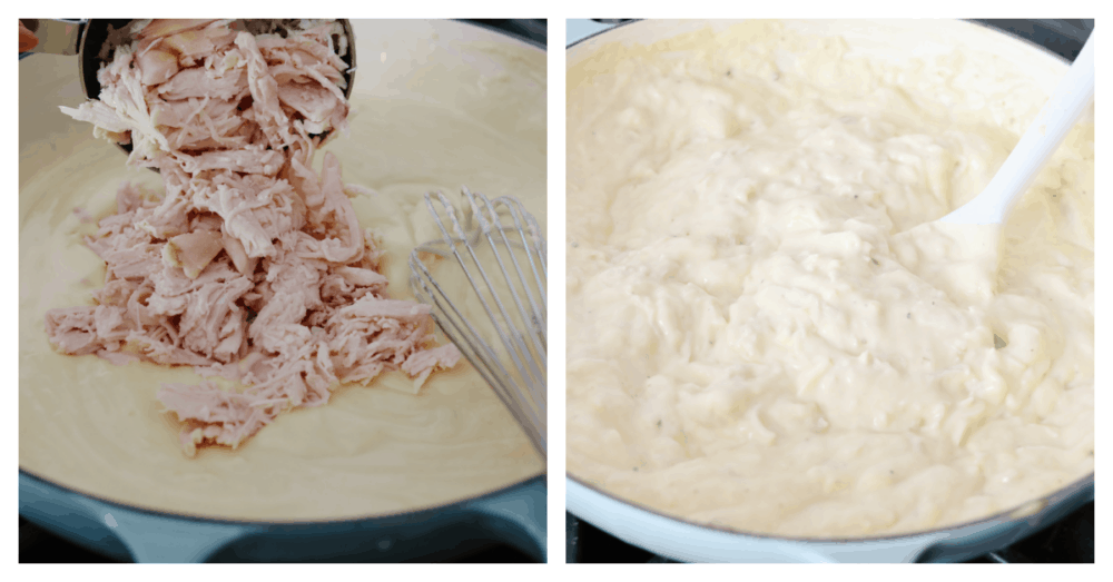 Hawaiian haystacks are the ultimate layered comfort food! Rice, shredded chicken, and hearty gravy combine with your favorite toppings in this easy dinner. Process shots of preparing chicken gravy.