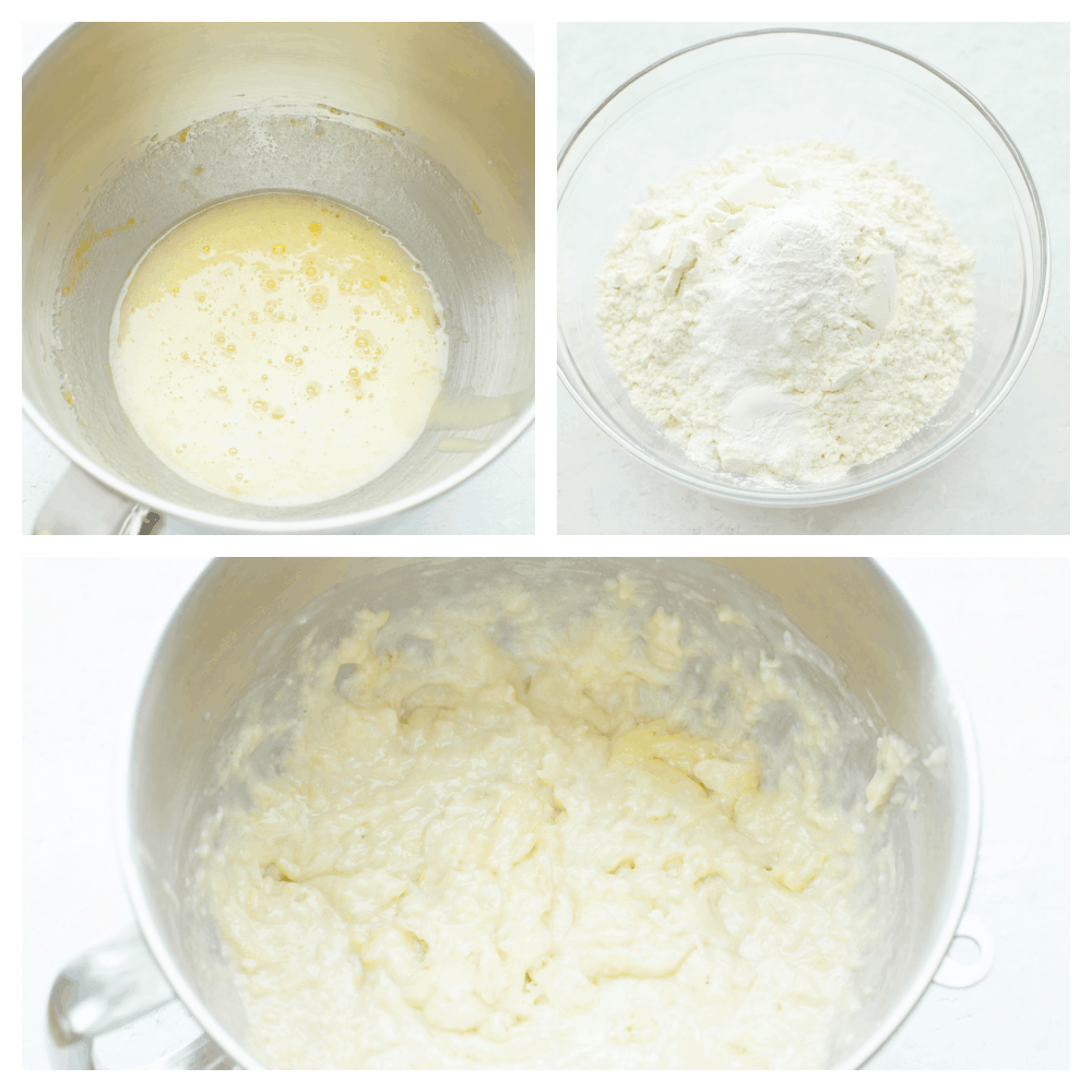 Coconut banana bread is sweet and insanely delicious! The moist texture combined with its amazing taste will make it hard to stop after just one slice! 3 pictures showing how to mix up coconut banana bread batter.