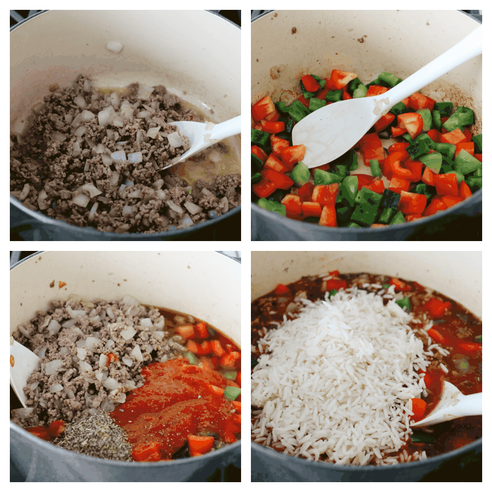 Stuffed pepper soup is delicious, hearty, and full of flavor! Filled with so many different ingredients, it's insanely good and will definitely fill your belly! 4 step by step pictures on how to mix ingredients into a pot to make soup.
