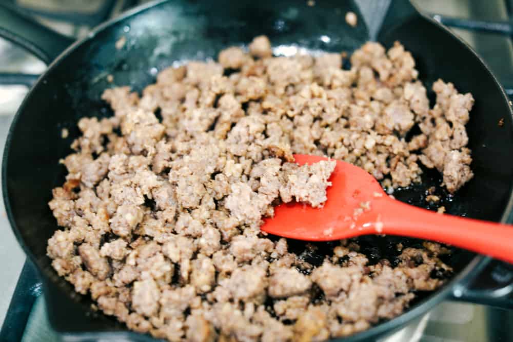 Grandma's sausage herb stuffing is a classic side dish! Baked bread, tender sausage, and crunchy vegetables are all mixed with flavorful herbs and baked until golden brown. It makes my mouth water just thinking about it! ground sausage cooking