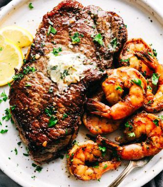 Skillet Garlic Butter Steak and Shrimp