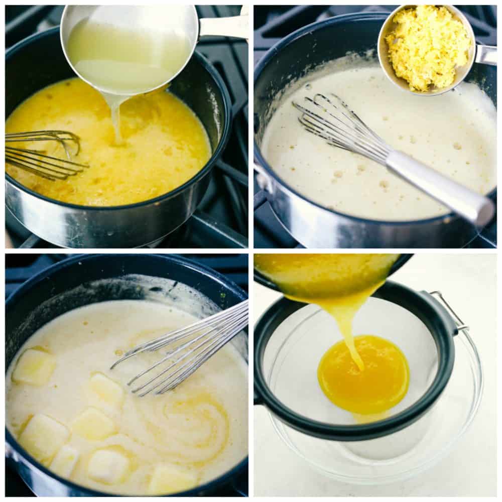 Lemon curd is a perfect combination of sweet and tangy with a smooth creamy texture. This lemony goodness comes together in a matter of minutes! The cooking process of making lemon curd in 4 different photos.