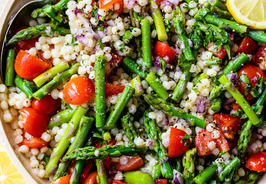 Lemon Asparagus Couscous Salad with Tomatoes