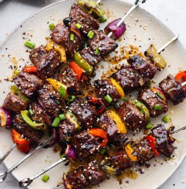 Grilled Asian Garlic Steak Skewers