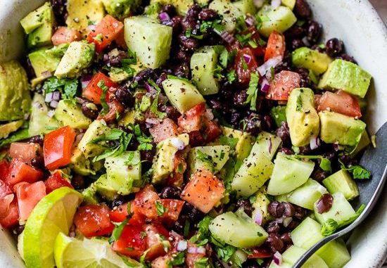 Black Bean, Avocado, Cucumber and Tomato Salad